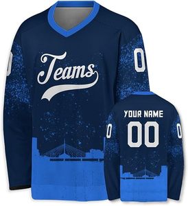 Ropa de Hockey sobre Hielo Personalizada para Hombre, Cuello Redondo, Manga Larga, Malla Sublimada Transpirable, Logotipo Frontal, Talla Adulto - Product Image 2