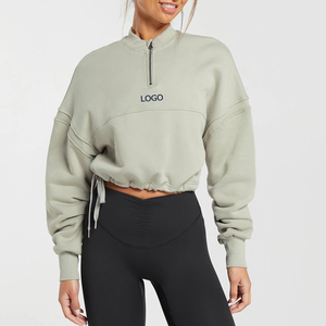 Ensemble de survêtement et leggings pour femme 2026, vert sauge, deux pièces, coupe courte, col zippé, tenue décontractée et sportive assortie - Product Image 2