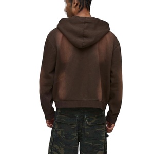 เสื้อฮู้ดดี้ผู้ชายแบบซิป วินเทจวอช ผ้าฝ้ายฟลีซหนานุ่ม สไตล์สตรีทแวร์ จัดส่งตรงจากโรงงาน - Product Image 2