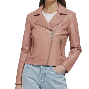 Veste d'hiver pour femme en cuir véritable, teinture unie, tricotée, col montant, fermeture éclair, imperméable, design personnalisé, luxe - Product Image 6