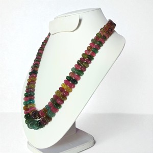 Collier tendance en tourmaline naturelle pastèque en forme de boule, chaînes en tourmaline naturelle pastèque, collier vintage en cristal, pierres précieuses en vrac - Product Image 2