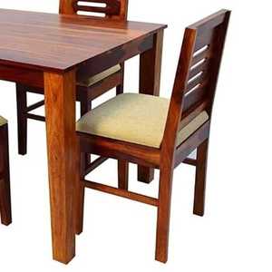 Premium Solid Wood 4 Seater <b>Dining</b> Table Set Honey Finish with Upholstered Cushioned <b>Chairs</b> Wooden <b>Dining</b> Room Furniture - Product Image 5