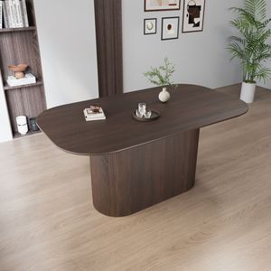 63 \ "MDF nuovo stile marrone tavolo da pranzo elegante combinazione tavolo piani a righe verticali capacità 4-8 persone per la cucina di casa - Product Image 5