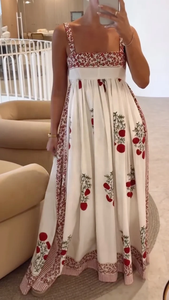 Nouvelle arrivée : Robe maxi spectaculaire à col carré, sans manches, artisanat traditionnel, broderie florale complexe, pour femmes - Product Image 3