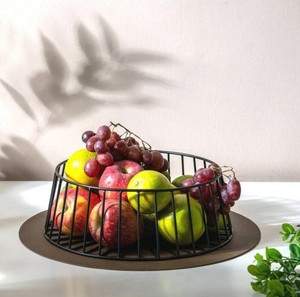 Modern Black Metal Wire Fruit Basket Decorative <b>Tabletop</b> Fruit Holder Contemporary Kitchen <b>Storage</b> Organizer - Product Image 4