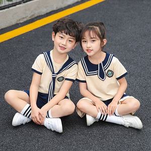 Ensemble uniforme scolaire pour enfants unisexe, chemise à manches courtes, short bleu marine, marque DHL, tissu Oxford polyester/coton, rayures blanches - Product Image 5