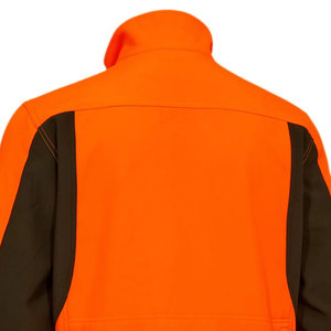 Chaqueta de Forro Polar para Hombre, Color Naranja y Marrón, con Bloques de Color, Resistente al Viento, Cuello Alto, Cierre de Cremallera, Estilo Ropa de Trabajo, para Otoño - Product Image 2