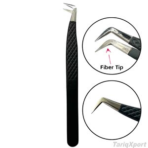 Pince à épiler professionnelle TARIQXPORT TX-ET-118 en acier inoxydable, pointe en fibre dentelée à 90°, poignée antidérapante, logo personnalisé, usage en salon - Product Image 2