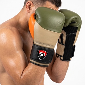 Gants de boxe en cuir orange olive Dumela 16 oz, équipement d'entraînement professionnel avec logo - Product Image 3