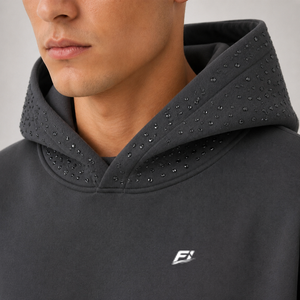 Conjuntos de Sudadera con Capucha y Pantalones Jogger Premium con Pedrería, Chándal de Forro Polar Oversize Estilo Urbano, Proveedor Mayorista de Logotipos Personalizados - Product Image 3