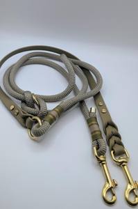 Conjunto de Correa y Collar para Perro Tau Biothane, Color Verde Oliva y Dorado Arena, Ajustable, Hecho a Mano - Product Image 3