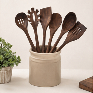 Juego de Cucharas y Espátulas de Cocina de Madera Negra Premium, Diseño Moderno, Ecológico, 4 Piezas, Utensilios de Cocina para el Hogar y Restaurantes - Product Image 6
