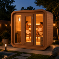 Sauna da Esterno Kaitong di Lusso Moderna Tradizionale in Legno per 1 2 3 4 Persone, Cabina a Secco in Cedro Rosso e Hemlock per Villa