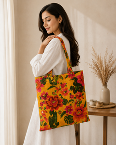 Sac fourre-tout en velours de luxe à imprimé tropical - Design personnalisable, léger, facile à transporter, fermeture magnétique pour le shopping, les voyages et l'usage quotidien - Product Image 3