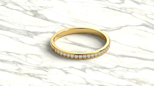 Bague en or 18 carats classique sertie de diamants pour femme, coupe ronde, demi-alliance éternelle empilable, bague de mariage, bijoux fins pour femme - Product Image 3