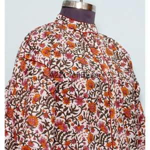 Blusa de Estilo Dulce con Estampado Floral 100% Algodón, Manga 3/4, Cuello Redondo para Mujer, Tejido de Punto Transpirable y Ecológico, Ropa Casual de Verano - Product Image 5