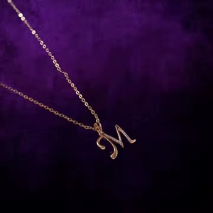 Collier Pendentif Alphabet M en Or 18K pour Homme, Argent Moissanite, Luxe, Idéal pour Fêtes, Breloques Raffinées, Cadeau Parfait - Vente Flash - Product Image 2