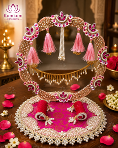 Fondo Decorativo Singhasan Hecho a Mano en India para Laddu Gopal Krishna Ganesha Pooja, Decoración para el Hogar, Templo, Regalos Festivos - Product Image 3