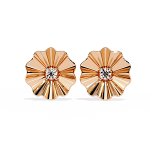 Pendientes Ajretail con Diamantes Naturales Golden Bloom de 0.06ct - Oro de 14K, Corte Brillante Redondo, Estilo Étnico, Color H, Claridad VS-SI - Product Image 2