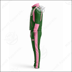 Ensemble de survêtement personnalisé rose et vert, veste zippée à manches longues unisexe avec logo brodé et impression 1908 - Product Image 3