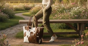 Sac fourre-tout vintage en cuir de vachette à poils, sac à main de créateur pour femme, sac de shopping, sac à main d'été et d'automne brodé à fermeture ouverte - Product Image 6