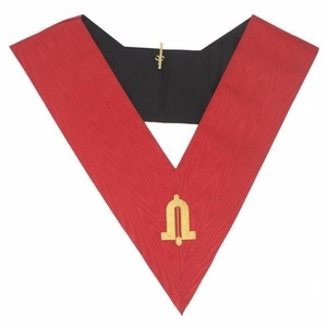 Collar de Junior Warden de 18.º Grado del Rito Escocés, Bordado a Máquina, Rojo Moiré, Regalia Masónica, Accesorios del Rito Escocés, Francmasonería - Product Image 5