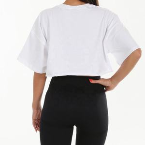 Women's Crew Neck Stretch Tank <b>Top</b> Solid <b>Pink</b> Knitted Short Sleeve Casual T-Shirt Front Logo - Product Image 2