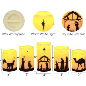 Candele LED Senza Fiamma per Presepe, a Batteria, per Interni ed Esterni, Decorazioni Natalizie Religiose, Set Presepe - Product Image 3
