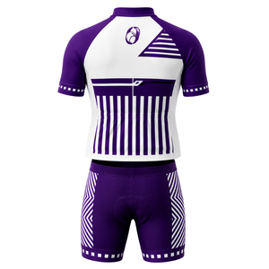 Purple White Custom <b>Cycling</b> Jersey <b>Shorts</b> Set <b>Short</b> Sleeve Full Zip Quick Dry <b>Padded</b> Bicycle Uniform Racing Training Sportswear - Product Image 2