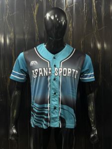 T-shirt de baseball à col en V imprimé respirant 100% polyester 180 grammes, personnalisable, manches courtes, broderie de logo d'équipe personnalisée - Product Image 2