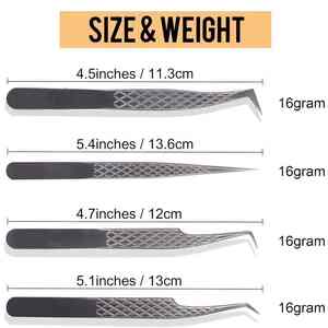 Prix de gros DANTRIC IMPLANTS FR-647 Pince à épiler pour sourcils à pointe en fibre Volume 45 90 degrés en acier inoxydable de haute qualité - Product Image 2