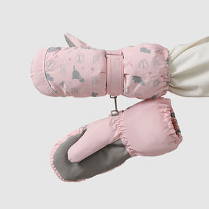 Gants de ski unisexes isolés thermiques imperméables de qualité supérieure à motif licorne rose pour l'hiver, avec fermeture à glissière pour le snowboard - Product Image 4