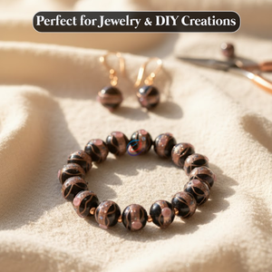 EXCEL EXPORTS Cuentas Sueltas de Vidrio y Cobre Negro de 16 mm, Hilo de 8 Pulgadas, Suministros para Fabricación de Joyería Artesanal, STR-295 - Product Image 3