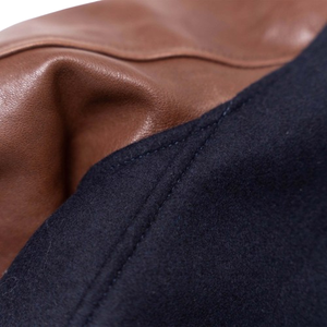 Veste universitaire pour homme en laine 100% véritable et cuir, avec broderie chenille, style baseball, service OEM. - Product Image 5