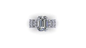 Premium Gold Silver Women <b>Ring</b> Yellow White Rose Finish Moissanite CVD Colour Stone <b>CZ</b> EGL VVS2 D Emerald Baguette 5.84 CTS VS1 - Product Image 3