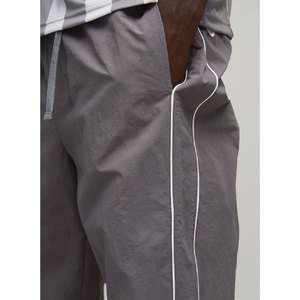 <b>Men's</b> Gray Straight Fit Track <b>Pants</b> With <b>White</b> Side Stripe Elastic Waist Drawstring Casual Joggers Autumn Wear - Product Image 3