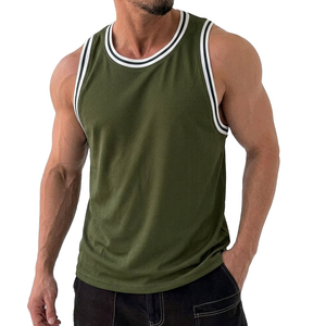 Débardeur Homme Personnalisé avec Logo, Rayures et Bordures Côtelées, Style Décontracté, Streetwear d'Été, T-shirt Sans Manches, Prix de Gros - Product Image 1