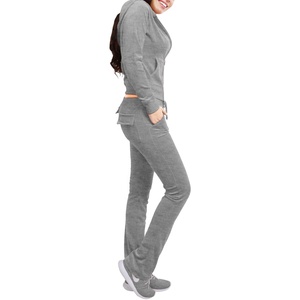 Survêtement en velours personnalisé surdimensionné pour femmes Ensemble de sweat à capuche en velours de haute qualité avec des motifs de tissu en toile décontractés de votre choix - Product Image 2