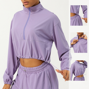 Conjunto de Chaqueta Corta y Pantalones Cortos de Alta Calidad para Mujer, 2 Piezas, Sólido, Transpirable, Ecológico, Cortavientos, con Cremallera, Talla Grande - Product Image 3