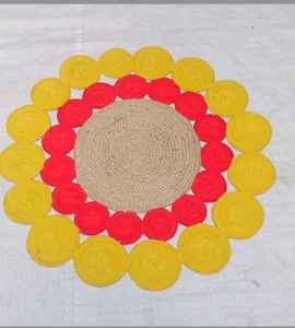 Alfombras Redondas Trenzadas de Diseño Floral Moderno, Hechas a Máquina con Algodón, para Sala de Estar Grande, Ecológicas y Antideslizantes - Product Image 1