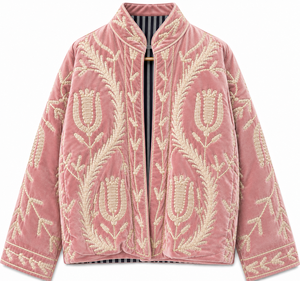Chaqueta Larga de Terciopelo Tejido a Mano y Transpirable para Mujer, Estilo Suzani, con Patrón Floral Acolchado, Suave para Invierno - Product Image 4
