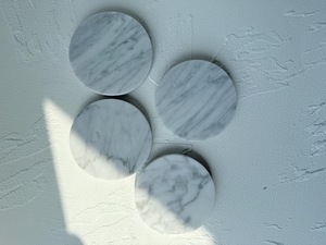 White Gray Round <b>Marble</b> <b>Coaster</b> Modern Design <b>Marble</b> <b>Coaster</b> Set Round Stone Mats 300 Mm Diameter Modern Design - Product Image 5