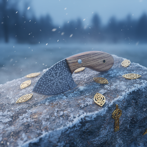 Cuchillo de Hoja Fija Estilo Vikingo Tradicional, Forjado a Mano, Hoja Grabada Estilo Vikingo, Cuchillo de Bolsillo EDC, Elegante Cuchillo de Camping - Product Image 2