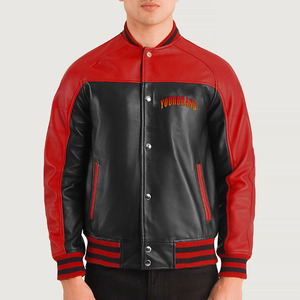 Blouson universitaire à capuche en laine pour homme, color block personnalisé OEM, noir et rouge, haute qualité, hiver, style streetwear, modèle 2026 - Product Image 4