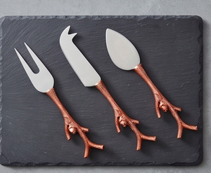 Ensemble de couteaux à fromage rétro en métal avec manches en forme de branche, durables, compatibles lave-vaisselle, pour les fêtes, les hôtels et la cuisine - Product Image 3