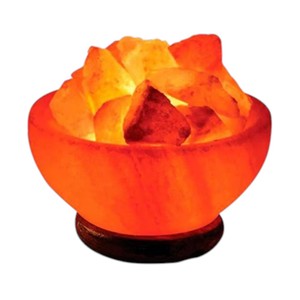 Lampe de sel de l'Himalaya en matériau organique, thème floral, sculptée à l'effet naturel, bol rond, décoration d'intérieur - Product Image 3