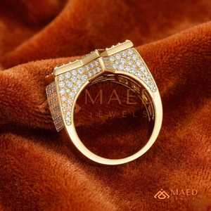 Gold Tone <b>Iced</b> Out Star Moissanite <b>Ring</b> for Men Hip Hop Baguette Cluster Statement Luxury Fashion Jewelry Band - Product Image 4