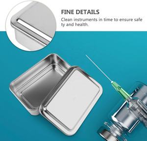 Bandejas médicas quirúrgicas Bandeja de instrumentos de acero inoxidable con tapa, organizador de bandejas de esterilización 6 pulgadas y fuente de alimentación manual - Product Image 2