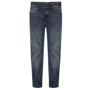 Jean taille haute coupe skinny droite respirant en denim délavé clair avec fente à l'ourlet pour femme, décontracté, longueur intégrale, boutonné, effet stonewashed - Product Image 2