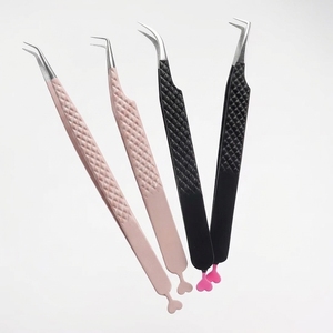 Pince à épiler professionnelle en forme de L pour cils, pointe incurvée, extension de cils volume, outil de beauté de précision - Product Image 6